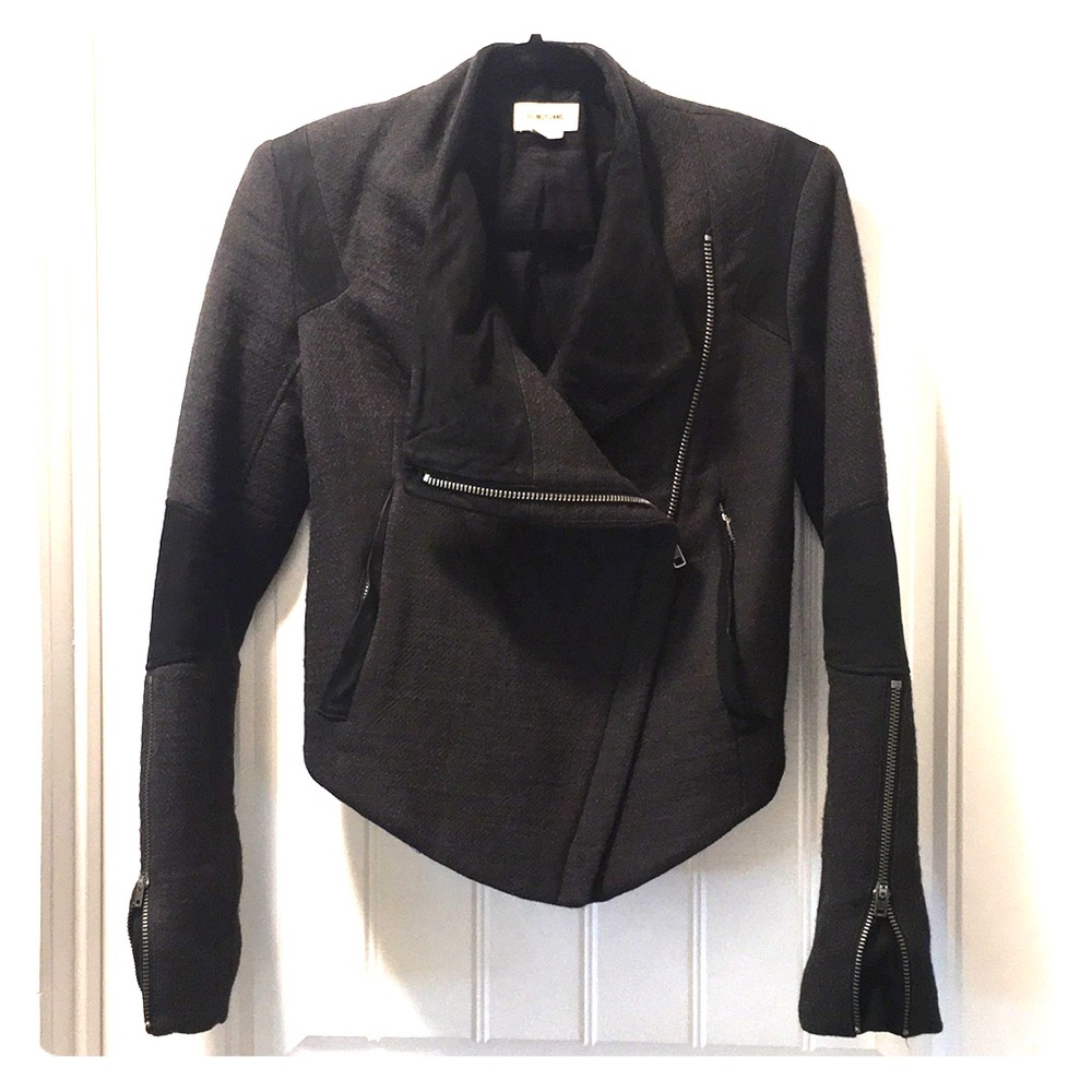 Helmut Lang wool suede jacket black grey sz P